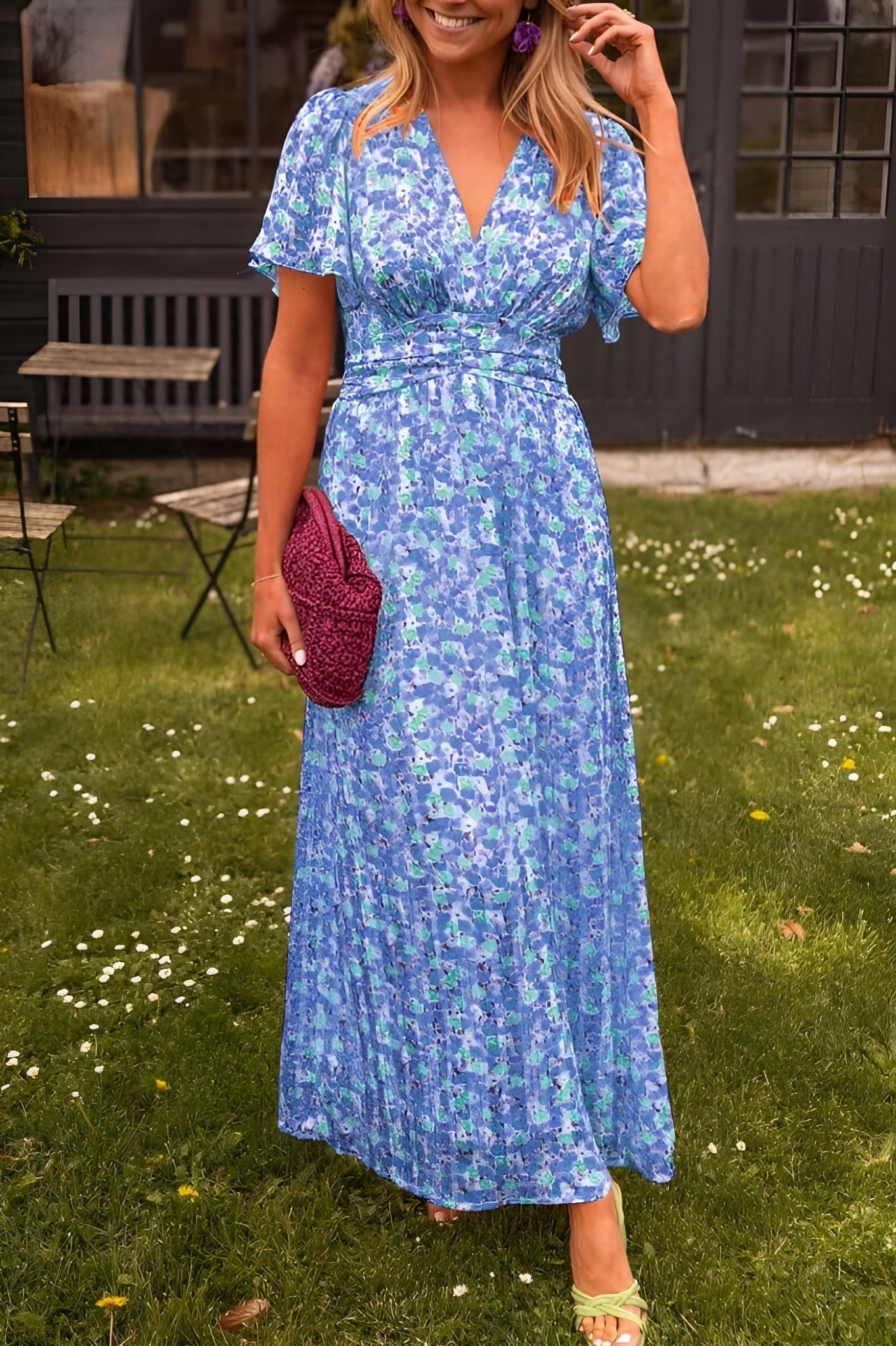 Siv | Elegant V-ringad Maxiklänning