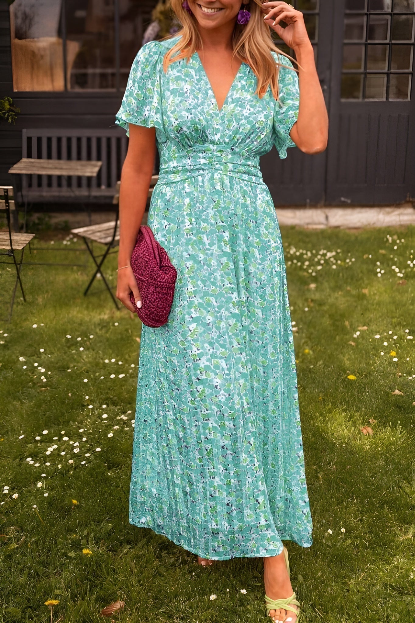 Siv | Elegant V-ringad Maxiklänning